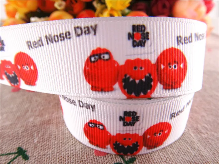 2014 Новое поступление 7/8 '✢ мм 50 ярдов Красный нос день печати grosgrain ленты с