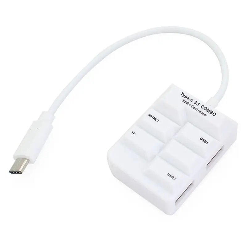 TYPE-C USB3.1 Интерфейс концентратора Многофункциональный Card Reader два в одном (белый)