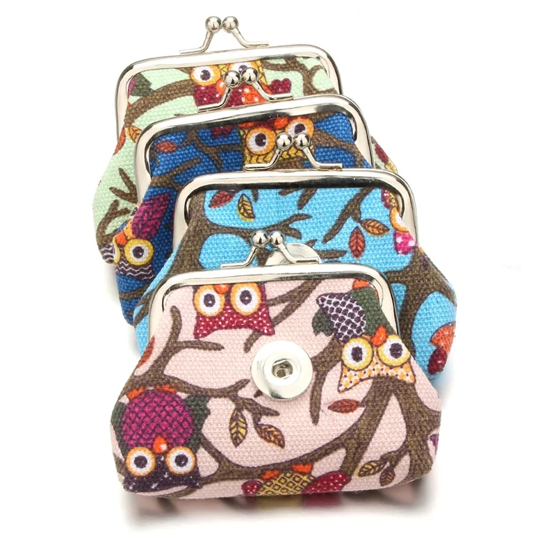 DIY 18mm Snap Buttons Jewelry Owl Snap Button Purse Bag Small Coin