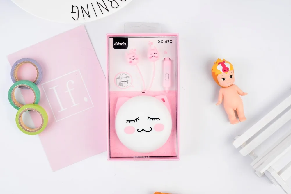 Chiclits Earphone Cute Facial Expression Cartoon Cat In-ear Headset With Mic Earplugs With Storage Box For Xiaomi Android phone Kids Girls Gifts (8)