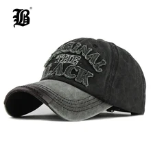 [Flb] quente retro lavado boné de beisebol cabido boné snapback para homens osso feminino gorras casual casquette carta preto boné f122(China)