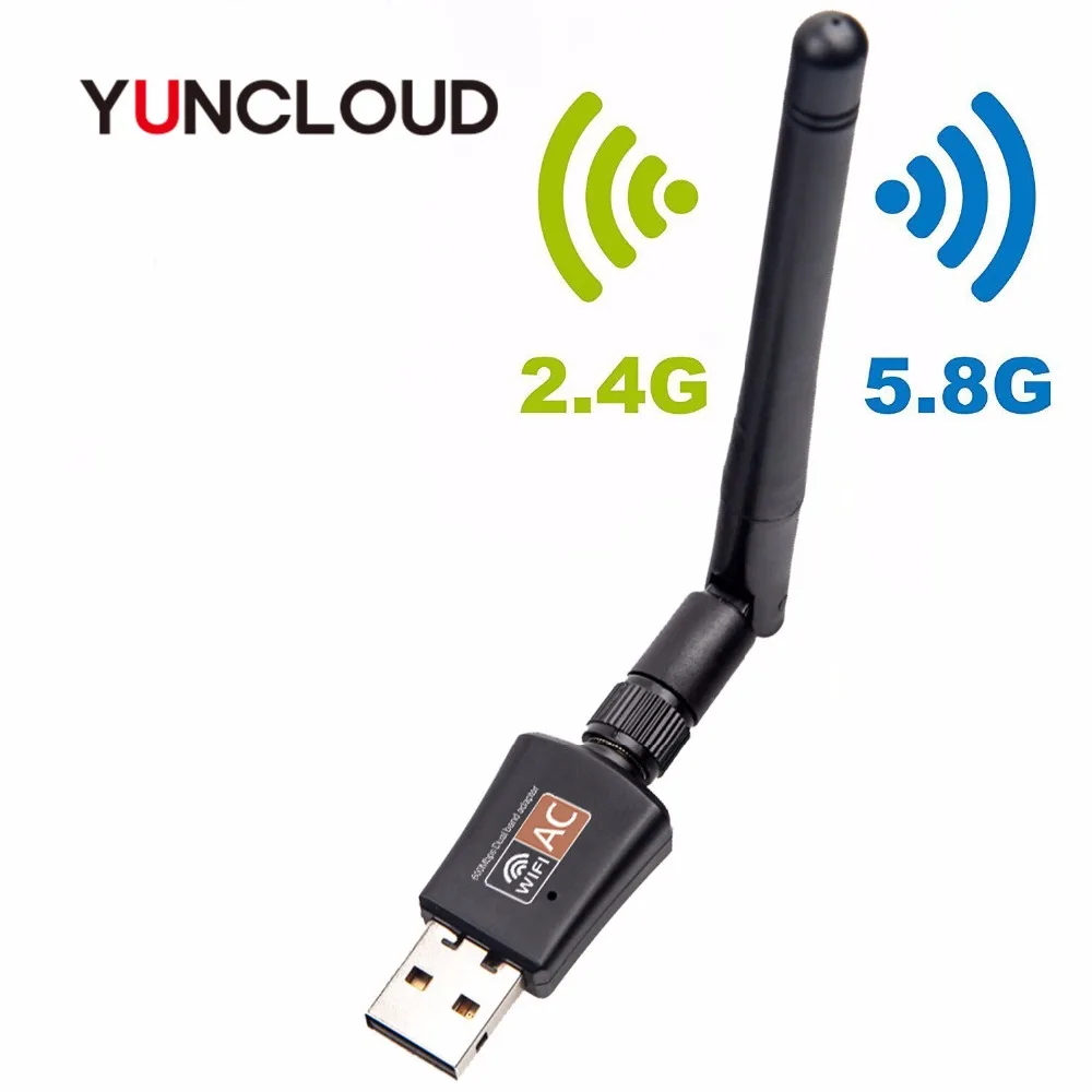 

YUNCLOUD Wifi Adapter USB Dual Band 600Mbps 5/2.4Ghz Wifi Antenna Dongle LAN for Windows XP Win 7 8 10 Mac Vista Network Cards