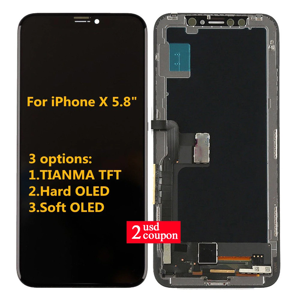 Original OEM Quality AMOLED OLEDTFT For iPhone X LCD Display Replacement Pantalla for iphone x Display Free Shipping