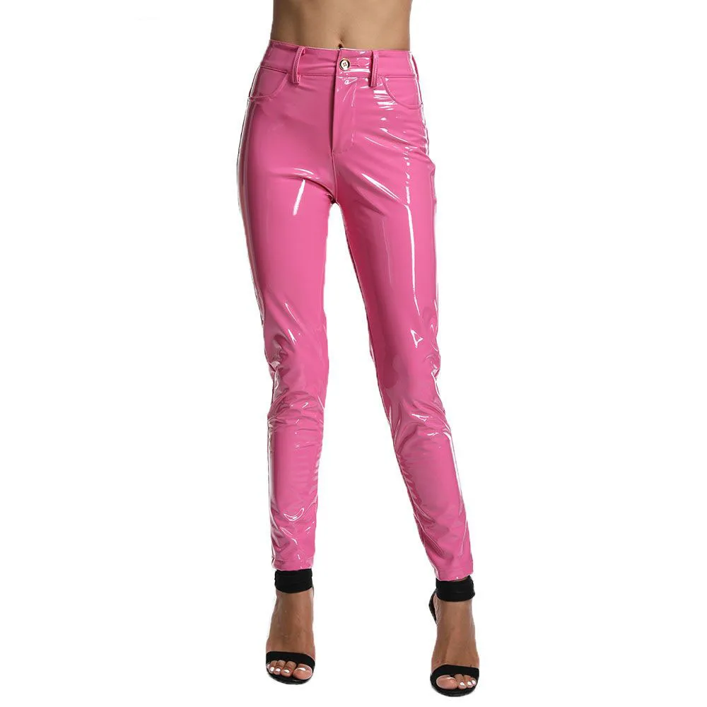 Новые цветные женские брюки из искусственной кожи, Сексуальные облегающие брюки-карандаш для знаменитостей