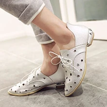 Новинка, европейский размер 26-68, модная женская обувь с вырезами, на шнуровке, с острым носком, на плоской подошве, модная обувь летние женские туфли-оксфорды, женская обувь