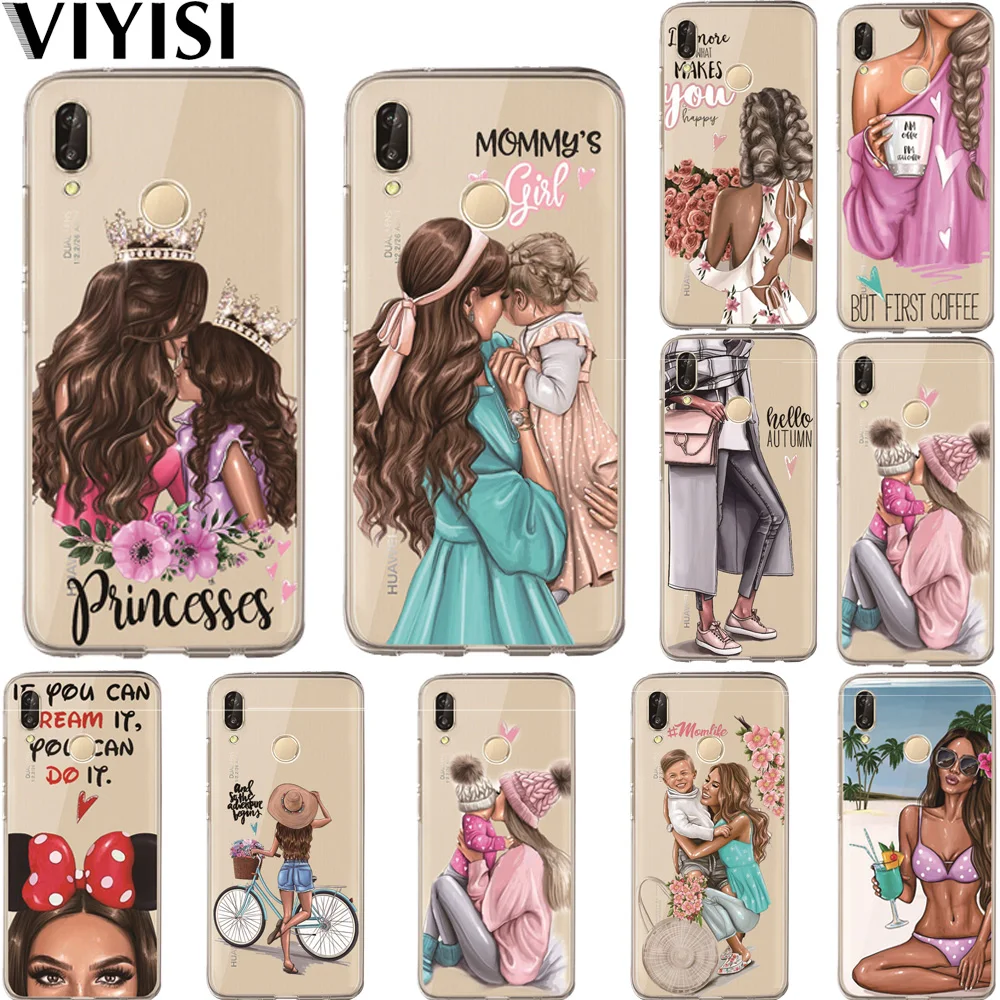 

Princess Mom Baby Girl Queen Phone Case Etui For Huawei P20 Lite Case Mate 20 Pro Lite X 9 10 P8 P9 P10 Lite Nova 2 Coque Fundas