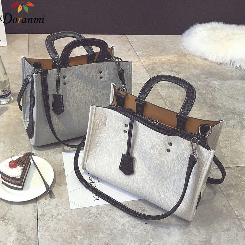 

DORANMI Solid Leather Square Handbag Totes Bag For Women 2019 Autumn Shoulder Bag Messenger Crossbody Bag Bolsos Mujer DJB896