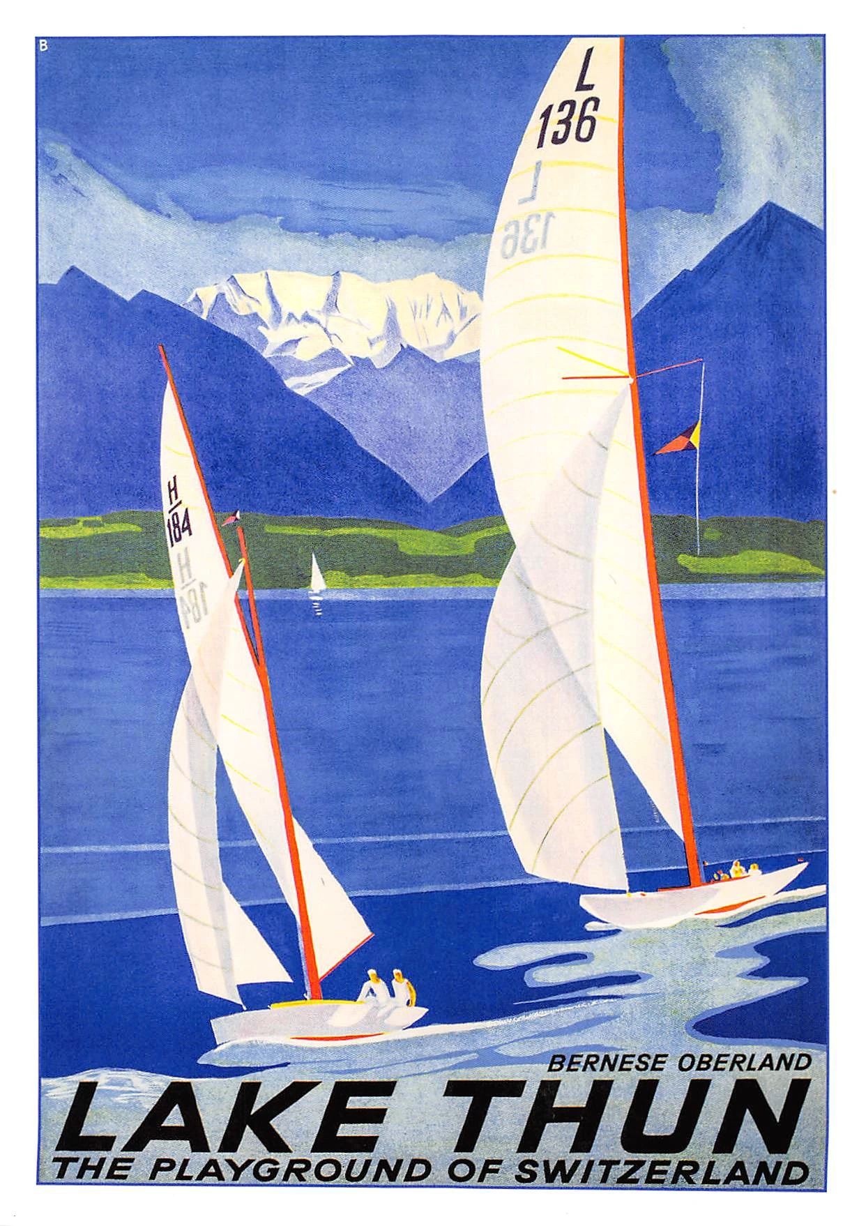 

Vintage European Travel Poster Switzerland - Lake Thun Classic Canvas Paintings Wall Posters Stickers Home Decor Gift