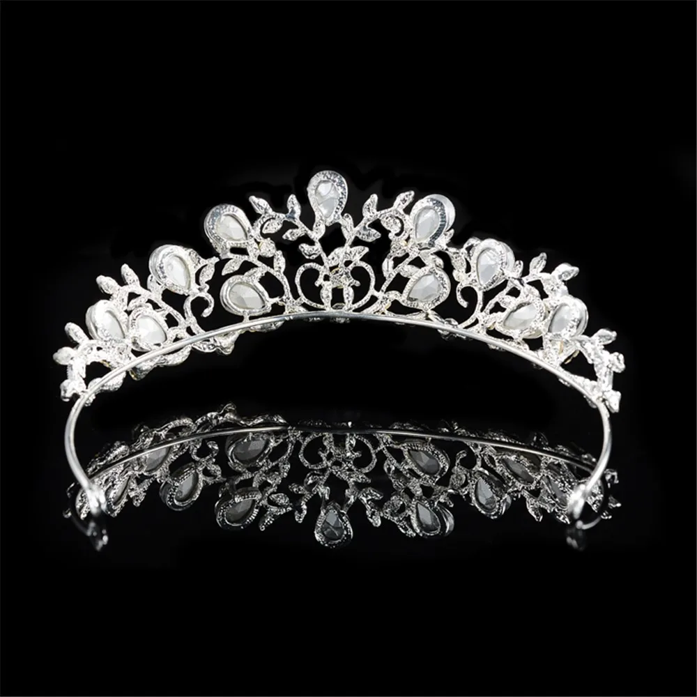  925 sterling silver vintage luxury princess crown for women Austrian crystal tiara party wedding hair accessories 585 gold plated jewelry gift HF052 (4)