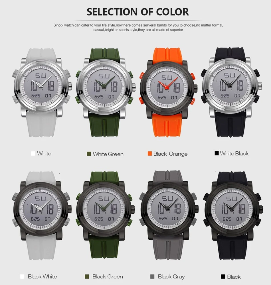 Men's sports watch waterproof silicone watch  (1)