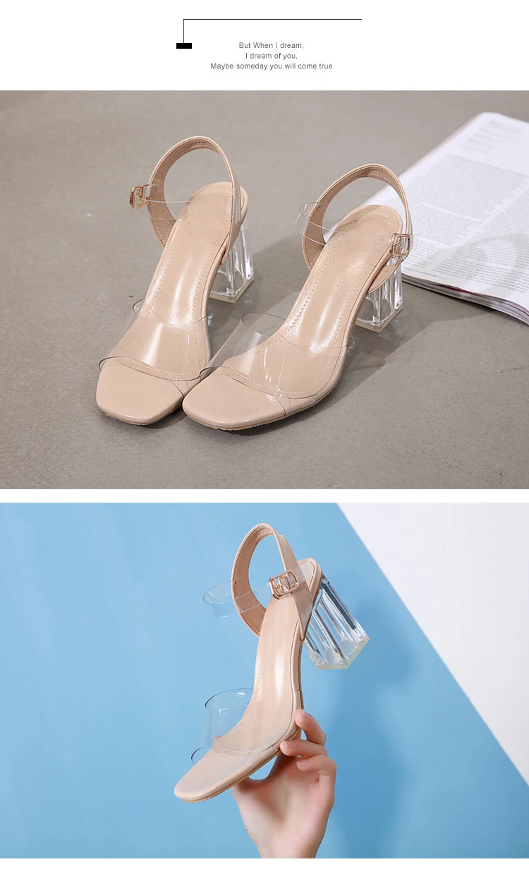 Aneikeh/ г. Пикантные прозрачные сандалии из ПВХ босоножки с ремешком на щиколотке на высоком каблуке с открытым носком и кристаллами модная женская обувь, модельные туфли-лодочки Размеры 35-40