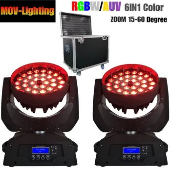 

flight case package 2pcs/lot led beam WASH ZOOM 18w x 36pcs dmx512 control 19 dmx channels for dj light