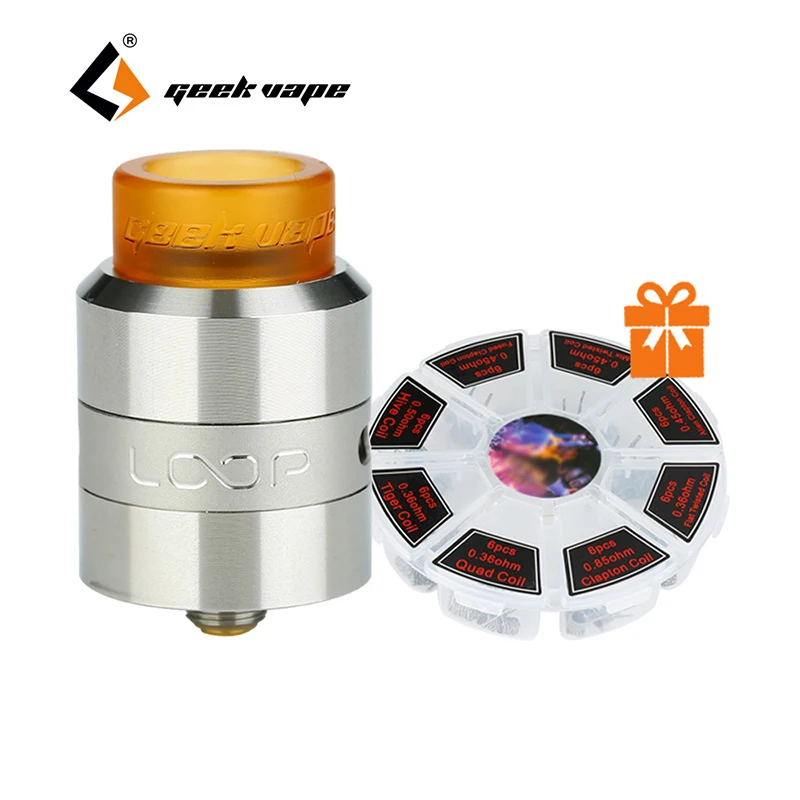 

Free Gift Geekvape Loop RDA 24mm Diameter Surround Airflow System with 8 In 1 Coil Set Ecig Vape Tank Loop RDA Atomizer
