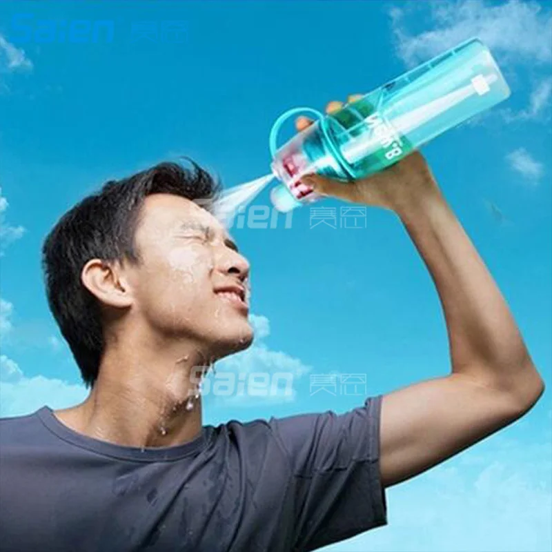 Спортивные бутылки пластиковые для спорта на открытом воздухе спрей BPA-Free с соломой для путешествий фитнес-Туризм Велоспорт(600ML-Blue