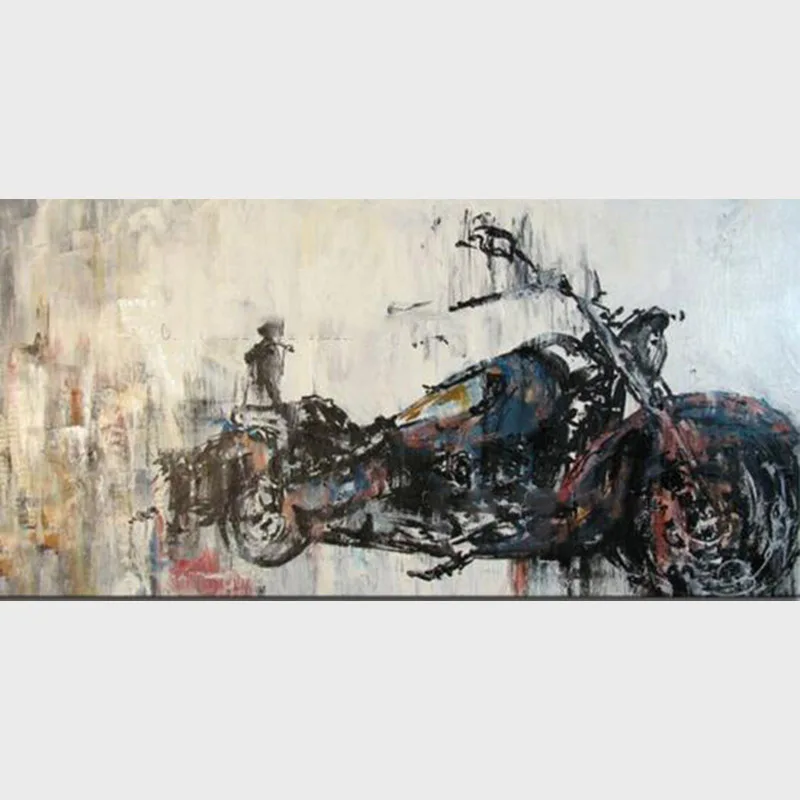 

High Quality Hand Painted Motorcycle Picture Living Room Wall Artwork Oil Painting Canvas Wall Decoration Fine Quality Modern