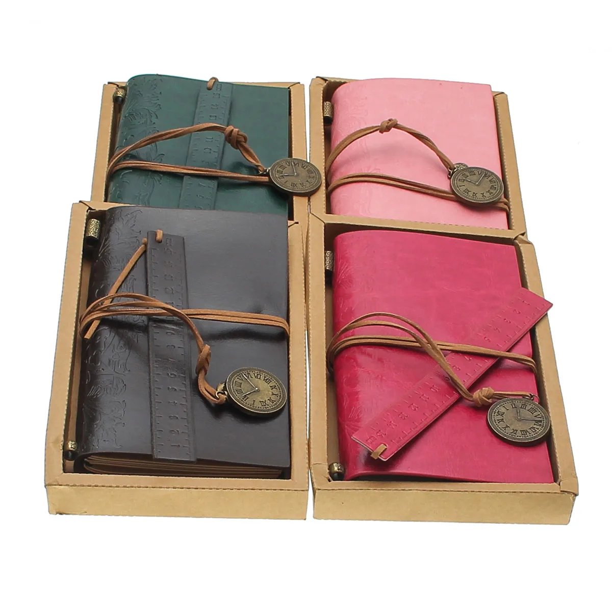 

1pcs Vintage Leather Cover Sketchbook Binder Blank Kraft Paper Notebook with Leather Ruler Office Stationery School Supplies