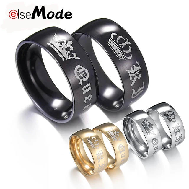 ELSEMODE 1 Pezzo di Titanio Vintage Re Queen FAI DA TE Inciso Anello di Coppia R ELSEMODE 1 Pezzo di Titanio Vintage Re Queen FAI DA TE Inciso Anello di Coppia R