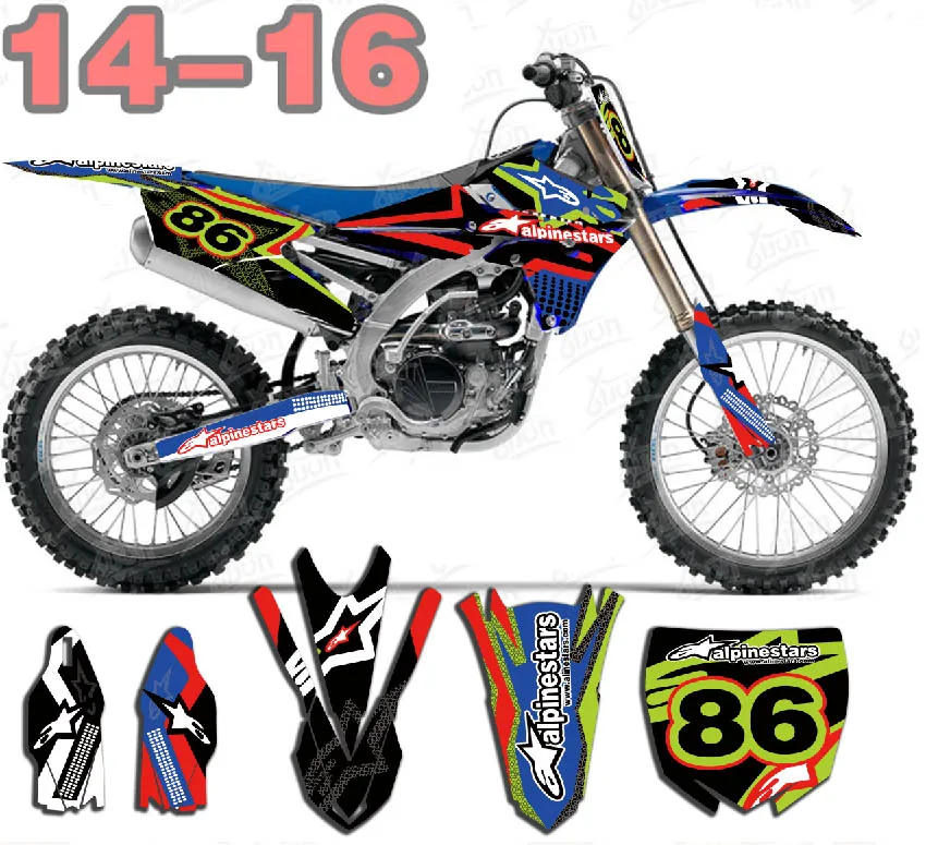 Графика наклейки Мотокросс MX для Yamaha YZ250F YZ450F YZF250 YZF450 14-17