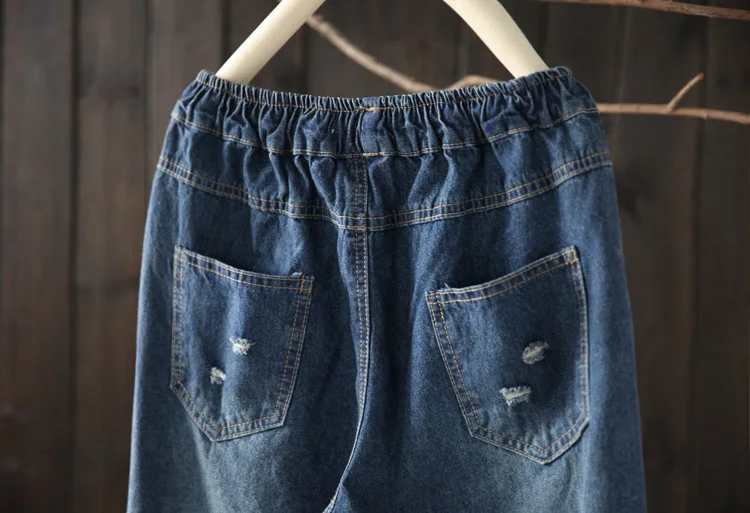 Джинсовые штаны, модные женские повседневные рваные джинсы с эластичной резинкой на талии, женские весенне-осенние джинсы, Pantalones Mujer размера плюс Y420