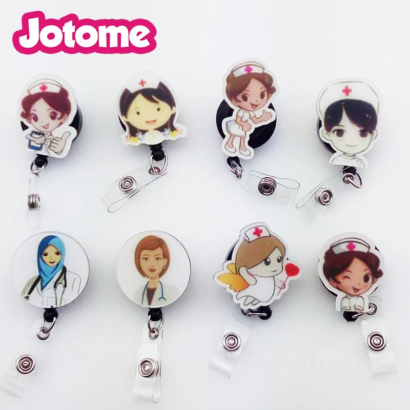 

Choose the model first, Medical nurse Acrylic button ID badge Retractable Reel for unifrom ID Badge Holder
