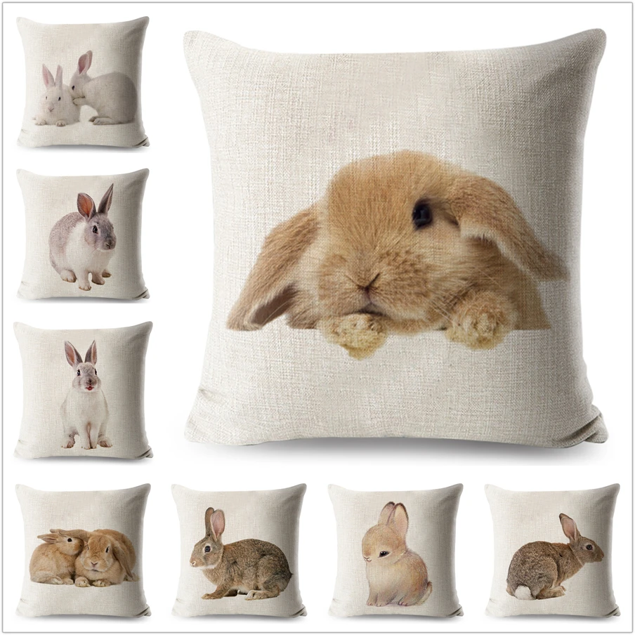 Lovely Bunny Cushion Cover Decor Cute Rabbit Pillowcase For Sofa Home