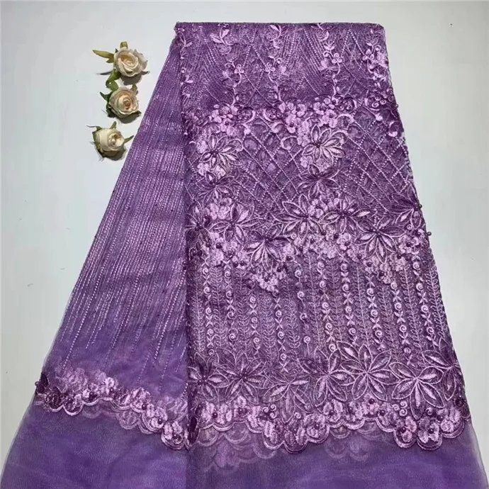 

Cheap Price Africa purple Lace Fabric With Stones Sewing Material French Milk Silk Lace Fabric For Bride Wedding Dress(TS-2-19