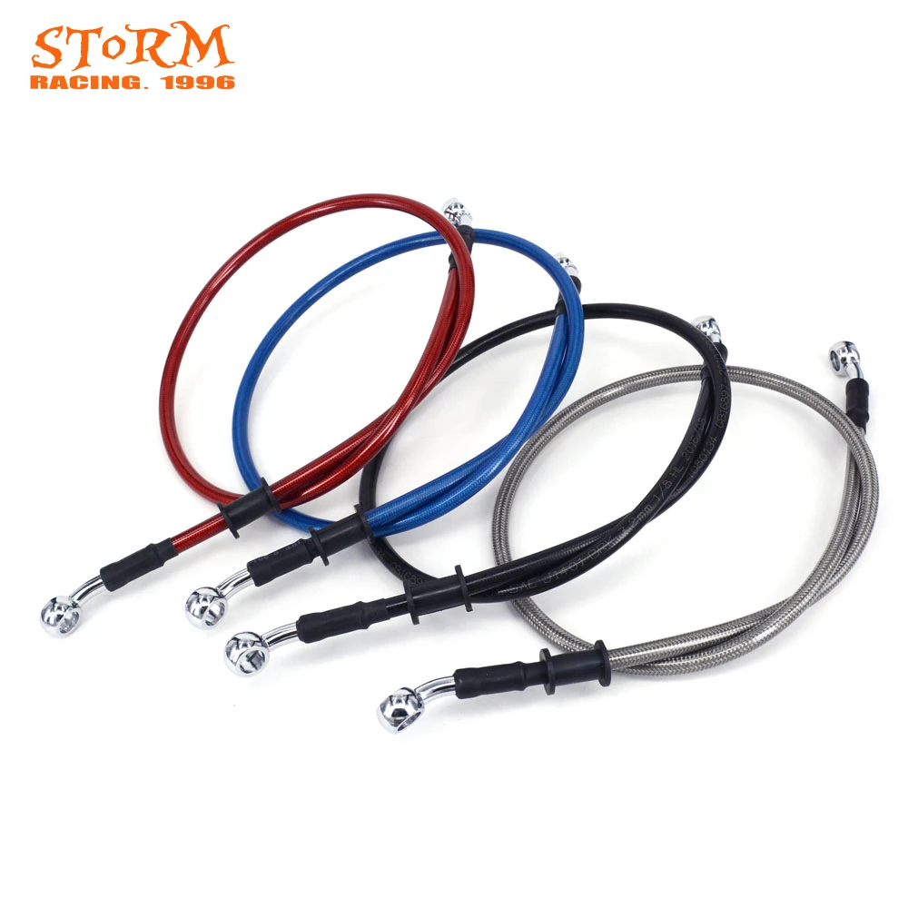 Aramox Motorcycle Oil Hose 120cm Motorcycle Braided Steel Brake Clutch Oil Hose Line Pipe Colorful 50cm 600mm-Black