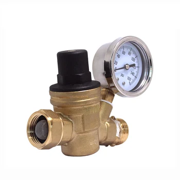

ANSI Standard NPT 3/4 inch Water Pressure Regulator Valve with Gauge 0~160Psi Brass
