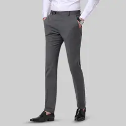 Мужская одежда повседневные брюки хлопок официальные брюки модные деловые классические однотонные серые черные брюки