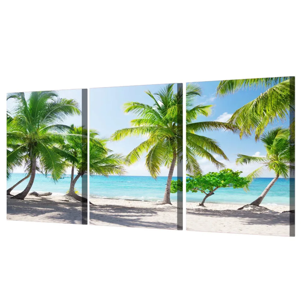 HD Prints Canvas Poster Home Decor Pictures 3 Pieces Santa Catalinna Island Beach Coconut Trees Painting Wall Art Room Framework