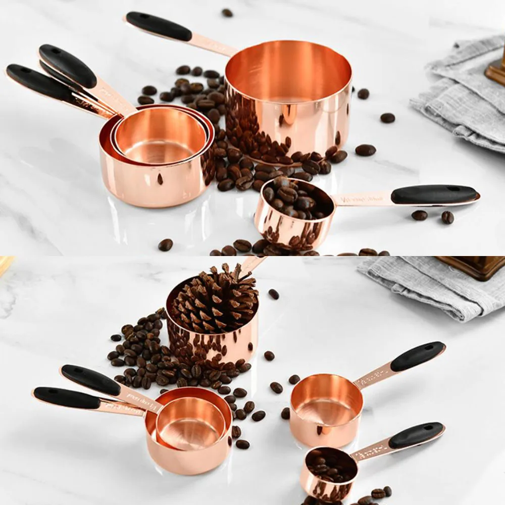 5 шт. набор измерительных чашек из нержавеющей стали DIY кухонные инструменты роскошные медные кухонные измерительные инструменты для выпечки Кофе Чай