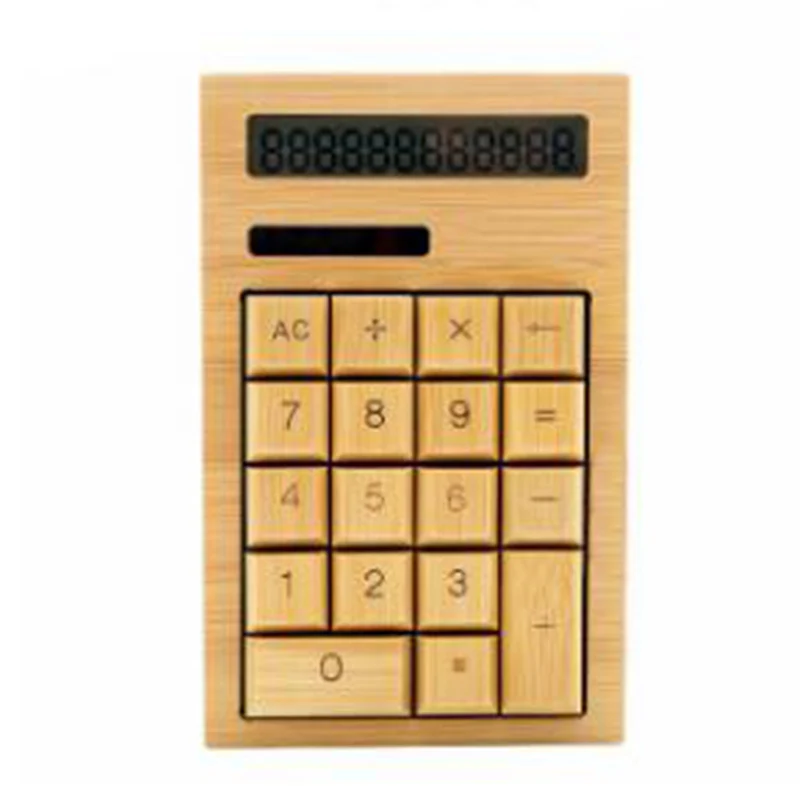 

2018 Hot Sale Bamboo Solar Calculator 12 Digitals Luxury Power Cell-need Batteries 100% Full Construction Fashion 15x95x25mm