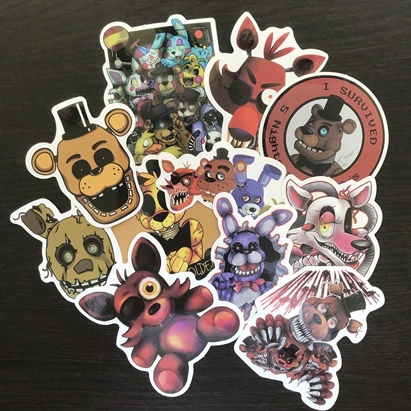 

AQK 11Pcs/lot Five Nights At Freddy Decal Stickers For Skateboard Luggage Laptop Notebook Guitar Car Waterproof Game Toy Sticker