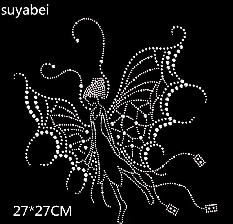

2pc/lot Big Butterfly hot fix rhinestone motif designs iron on crystal transfers design applique patches strass iron