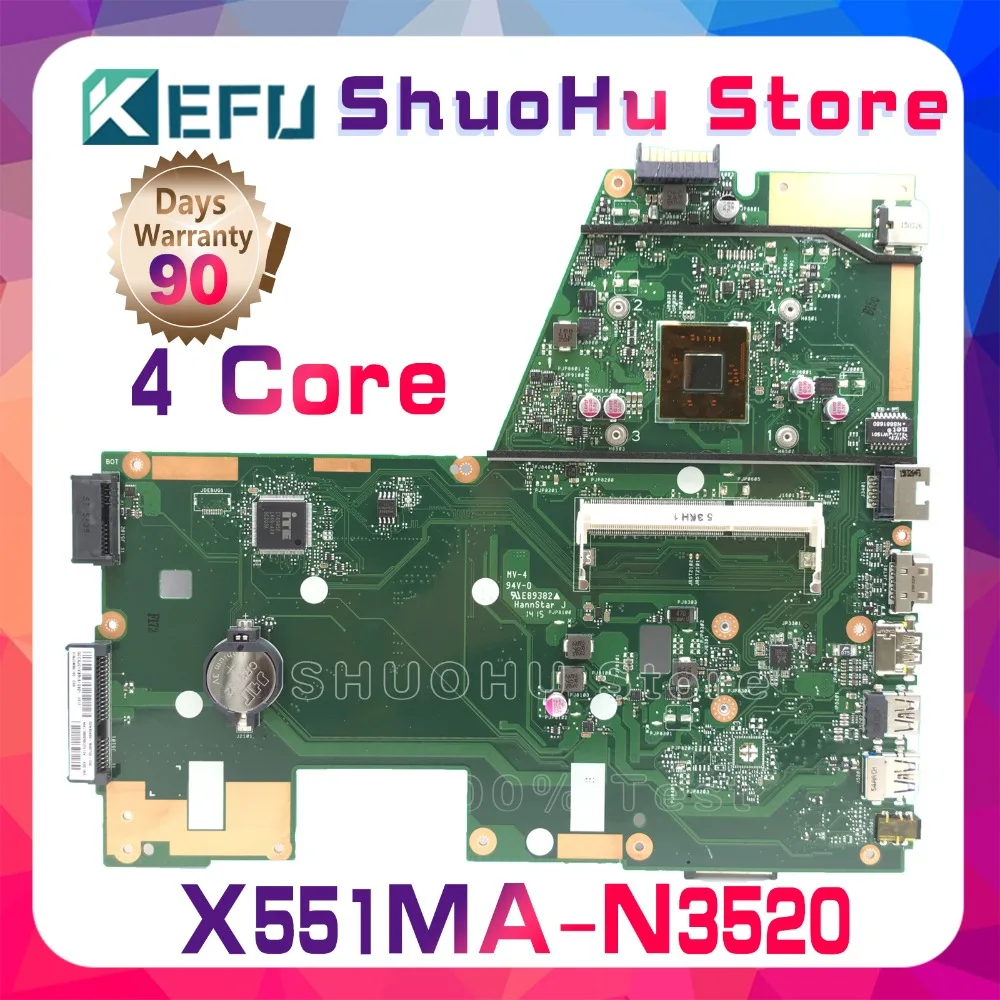 

KEFU For D550M ASUS X551MA X551M F551M CPU N3520 DDR3L laptop motherboard tested 100% work original mainboard