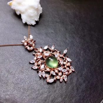 

100% 925 sterling silver Natural prehnite pendants fine Jewelry wedding gift trendy open wholesale gemstone new mz0810087agpt