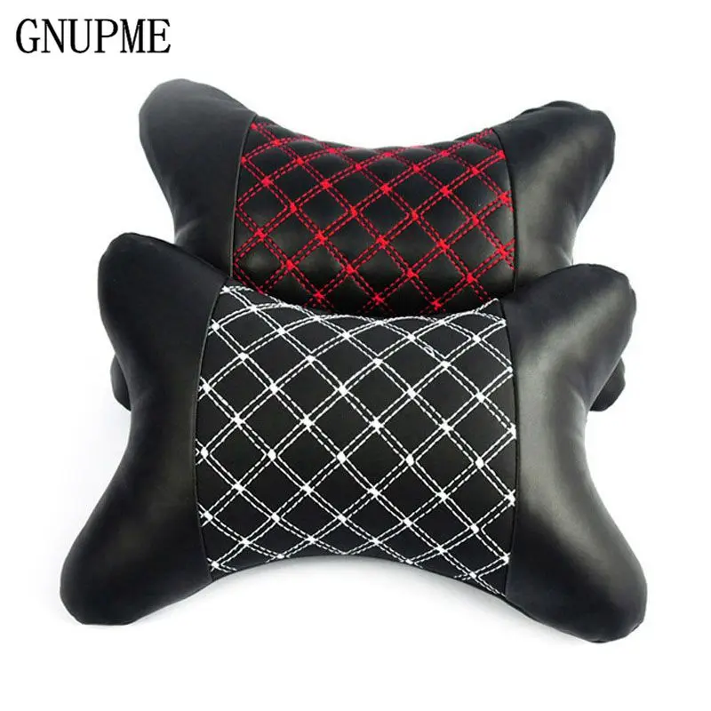2pcs Genuine Leather Car Neck Pillow Protection Design Safety Auto Headrest Support Rest Pillow