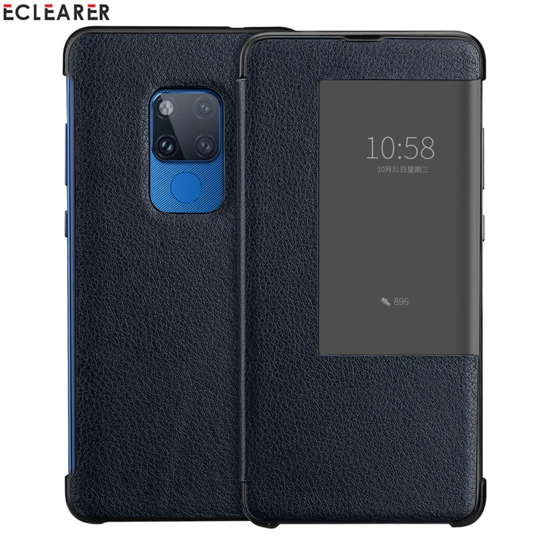 Умный флип чехол для Huawei Mate 20 Pro X 20X роскошный Винтажный из натуральной кожи с