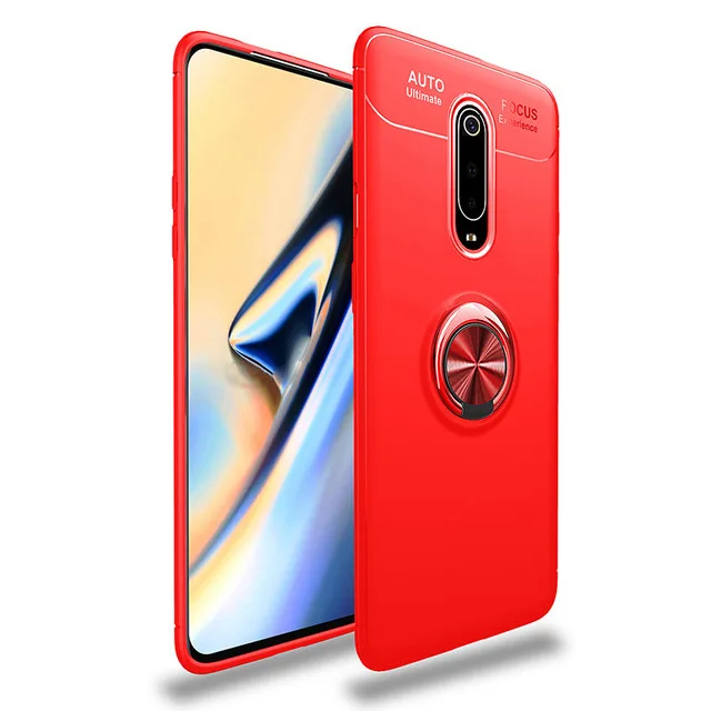 KEYSION Shockproof Armor Case for Xiaomi Mi 9T Pro 9 SE K20 Stand Holder Car Ring TPU Phone Cover for Redmi K20 Pro Note 7S Y3 - Цвет: Красный