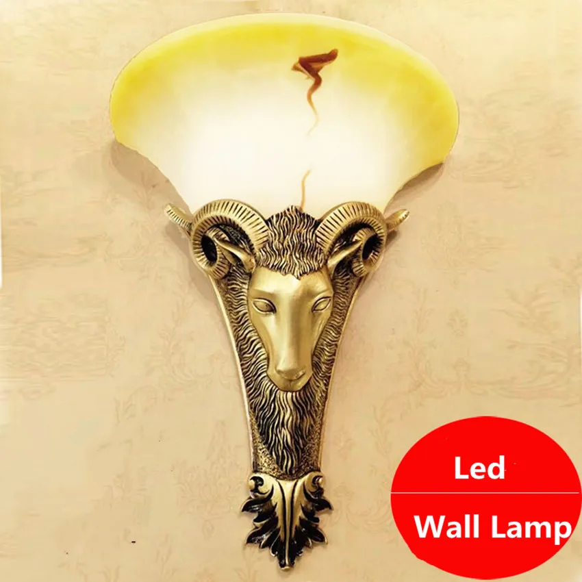 

European hotel corridor works wall lamp background wall bedside bedroom stairway balcony resin animal animal lamp creative goat