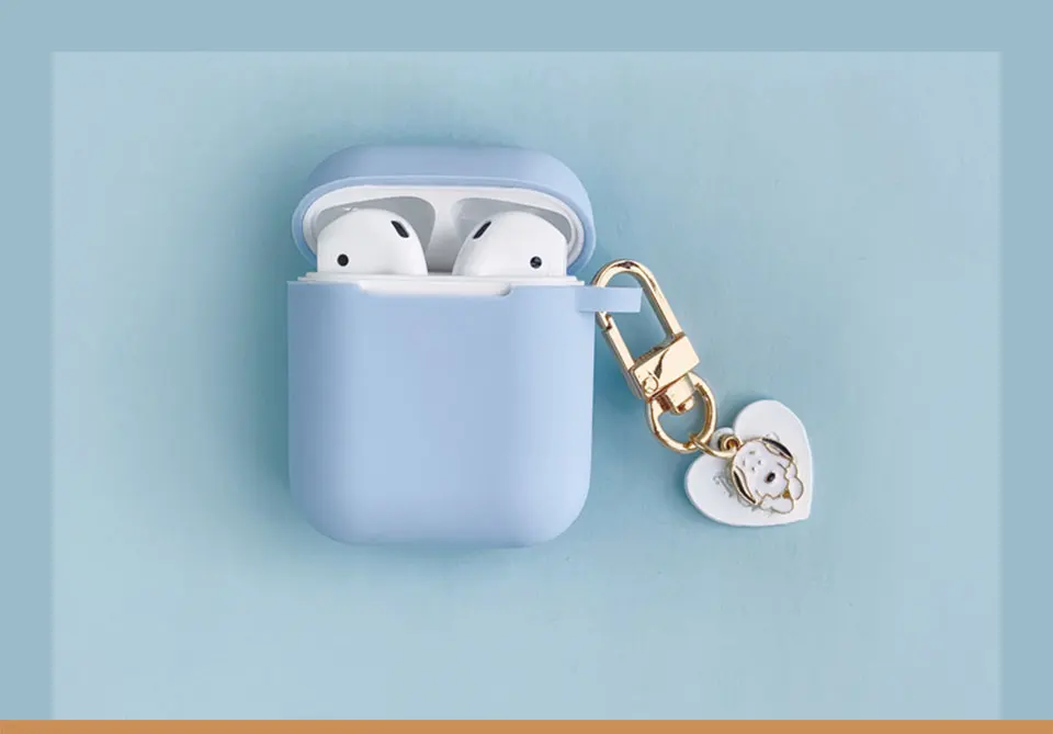 Силиконовый чехол с милой собачкой для Apple, аксессуары для airpods, Bluetooth, чехол для наушников, коробка, конфетный цвет, сумка, декоративная крышка, брелок для ключей