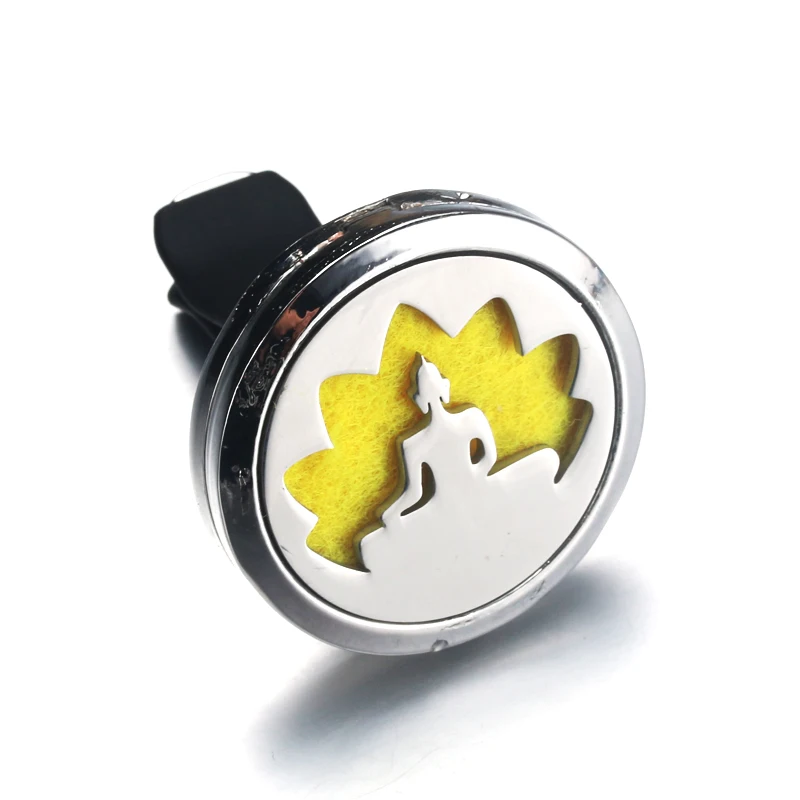 

Car Air Conditioning Outlet Perfume Folder Stainless Steel Magnetic Essential Oil Diffuser Buddha pattern Pendant