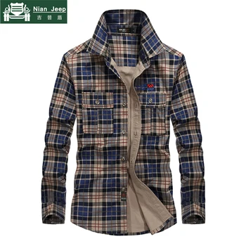 

NIANJEEP 2020 New Spring and Autumn Men's Fashion Full Shirt Casual Cotton Plaid Men's Shirt Plus Size 3XL camisa masculina