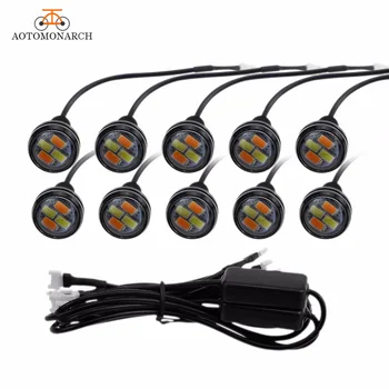 

AOTOMONARCH 10pcs Daytime Running Light Turn Signal Eagle Light Waterproof DRL With Voltage Stabilizer For All Cars 12V DE