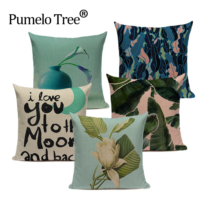 

Botanical pillow decorative cushion covers 45Cmx45Cm Square Lounger For The Beach Printed throw pillows Custom pillow cover