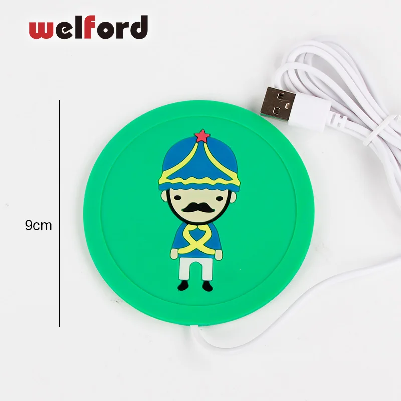 Новый мультфильм солдат дизайн силиконовые USB Coaster чашки Отопление кофе чай