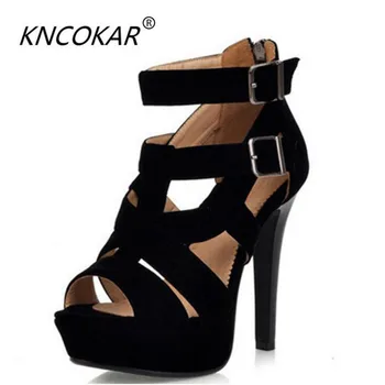 

KNCOKAR2018Summer new Roman shoes cross-laced with women's shoe fish-mouth sandals clubhouse sexy and ultra-high heels