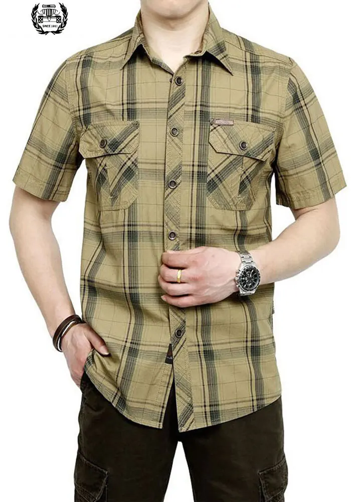 M~ 5XL 3 цвета Летний Плюс размер клетчатая Горячая Повседневная рубашка мужская хлопковая рубашка с коротким рукавом Горячая Распродажа брендовая одежда