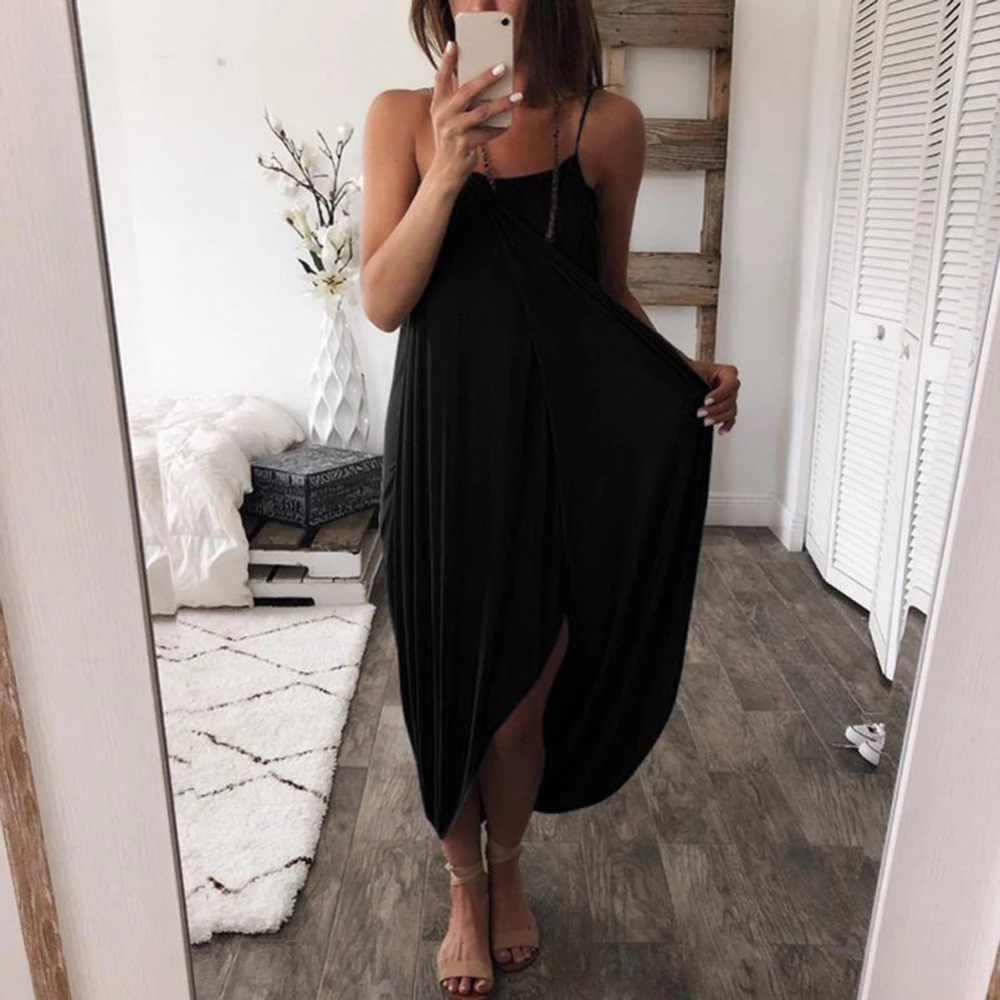 

Women Dress Sleeveless Casual Beach 2019 Sexy Off Shoulder Summer Female Loose Spaghetti Strap Mesh Ladies Party New Clothing
