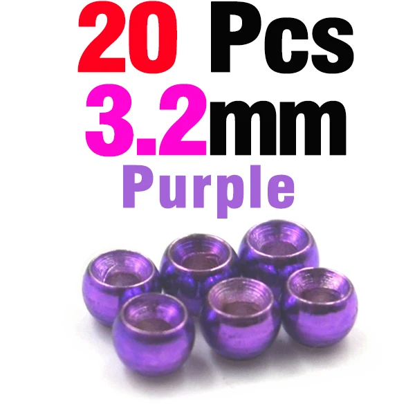 MNFT 20 шт. латунь мушек шарик шарики высокого качества рыболовные снасти Размеры 2 мм 2,4 мм 2,8 мм 3,2 мм 3,4 мм 3,8 мм - Цвет: 20P 3dot2 Purple